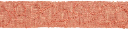 Hallis Prairie 60mm Embroidered Scroll Braid, Clay