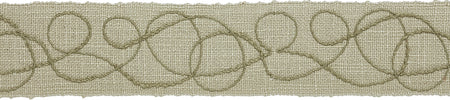 Hallis Prairie 60mm Embroidered Scroll Braid, Grasslands