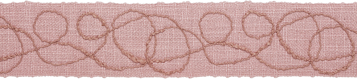 Hallis Prairie 60mm Embroidered Scroll Braid, Heather