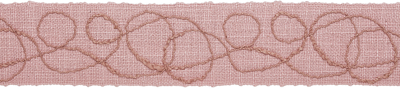 Hallis Prairie 60mm Embroidered Scroll Braid, Heather