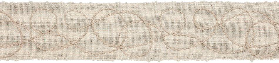 Hallis Prairie 60mm Embroidered Scroll Braid, Barley