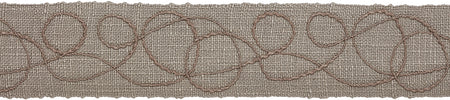 Hallis Prairie 60mm Embroidered Scroll Braid, Fossil