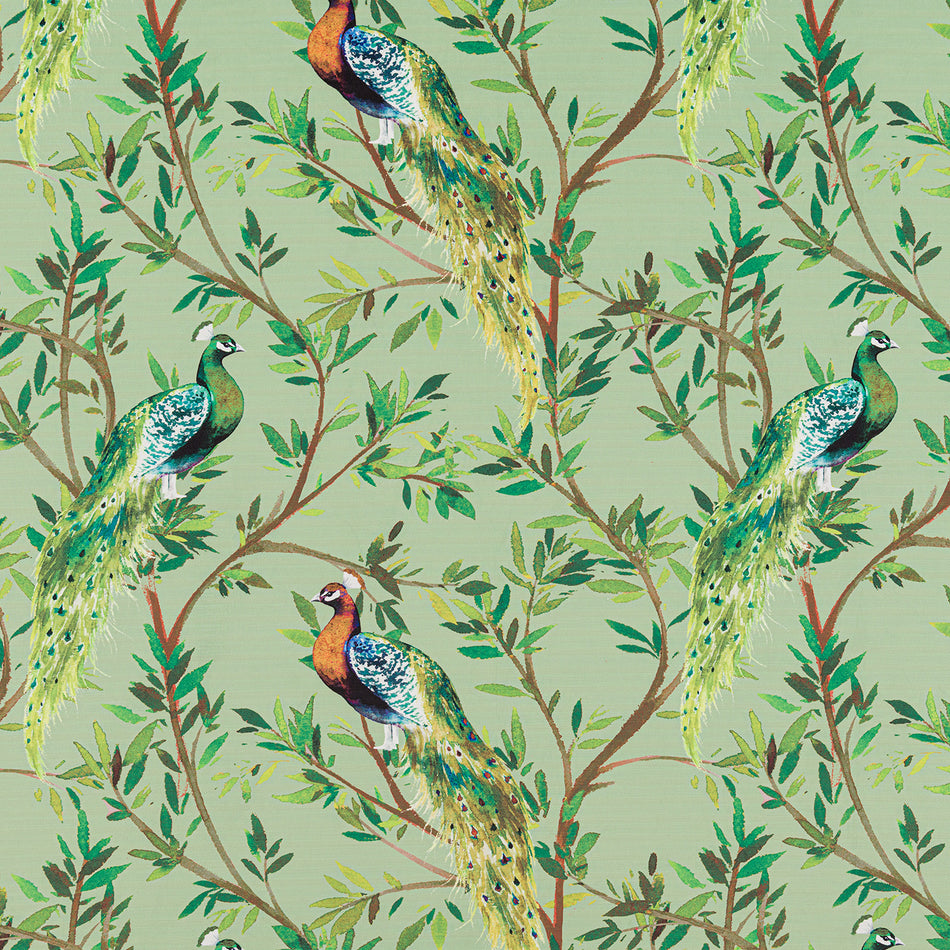 Beaumont Textiles Sunset Peacock Avocado Fabric