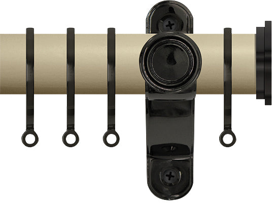Renaissance Accents 35mm Cotton Cream Lux Pole, Black Nickel Fynn Endcap