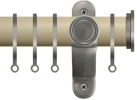 Renaissance Accents 35mm Cotton Cream Lux Pole, Titanium Fynn Endcap