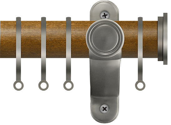 Renaissance Accents 35mm Mid Oak Lux Pole, Titanium Fynn Endcap