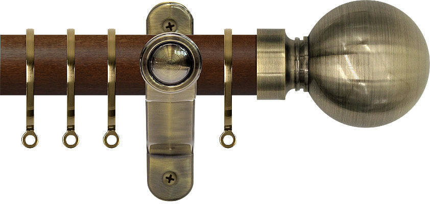 Renaissance Accents 35mm Dark Oak Lux Pole, Ant Brass Ball