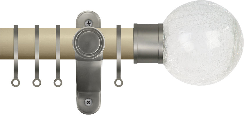 Renaissance Accents 35mm Cotton Cream Lux Pole, Titanium Crackled Glass