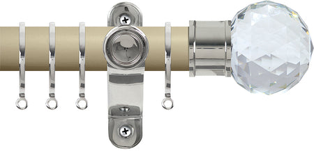 Renaissance Accents 35mm Cotton Cream Lux Pole, Polished Silver Cut Crystal