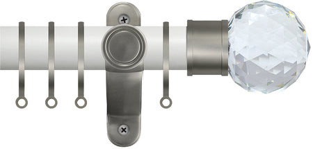 Renaissance Accents 35mm Chalk White Lux Pole, Titanium Cut Crystal