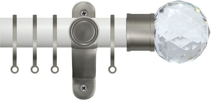 Renaissance Accents 35mm Chalk White Lux Pole, Titanium Cut Crystal