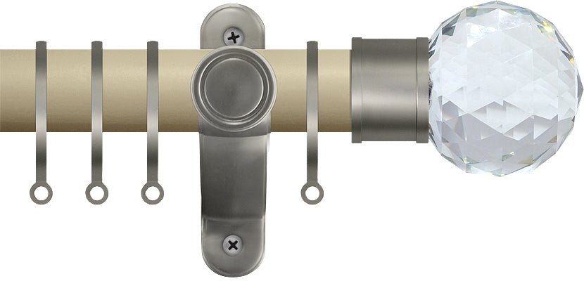Renaissance Accents 35mm Cotton Cream Lux Pole, Titanium Cut Crystal