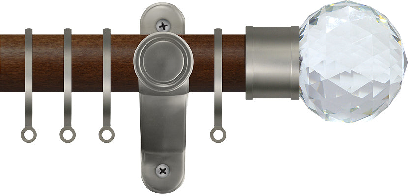 Renaissance Accents 35mm Dark Oak Lux Pole, Titanium Cut Crystal