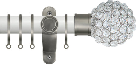 Renaissance Accents 35mm Chalk White Lux Pole, Titanium Crystal Bead
