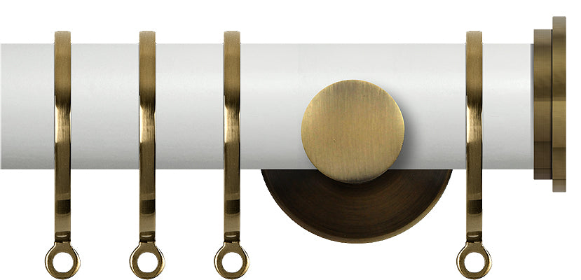 Renaissance Accents 35mm Chalk White Cont Pole, Ant Brass Fynn Endcap