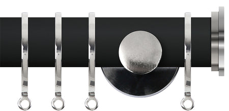 Renaissance Accents 35mm Cool Black Cont Pole, Polished Silver Fynn Endcap