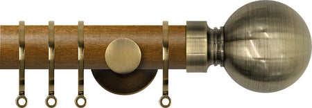 Renaissance Accents 35mm Mid Oak Cont Pole, Ant Brass Ball