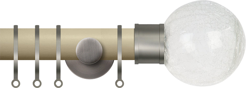 Renaissance Accents 35mm Cotton Cream Cont Pole, Titanium Crackled Glass