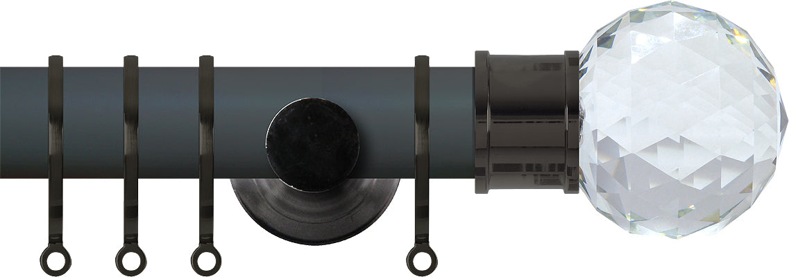 Renaissance Accents 35mm Slate Grey Cont Pole, Black Nickel Cut Crystal