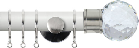 Renaissance Accents 35mm Chalk White Cont Pole, Polished Silver Cut Crystal