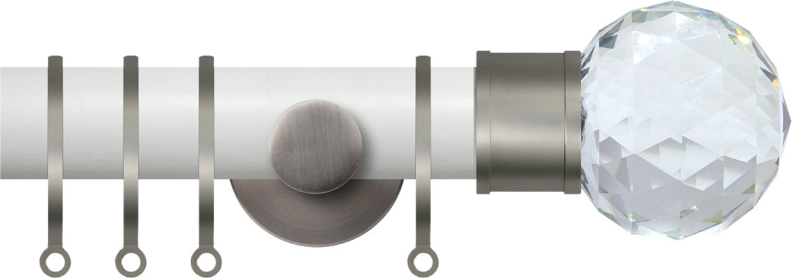 Renaissance Accents 35mm Chalk White Cont Pole, Titanium Cut Crystal