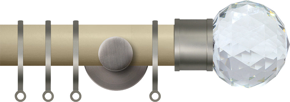 Renaissance Accents 35mm Cotton Cream Cont Pole, Titanium Cut Crystal