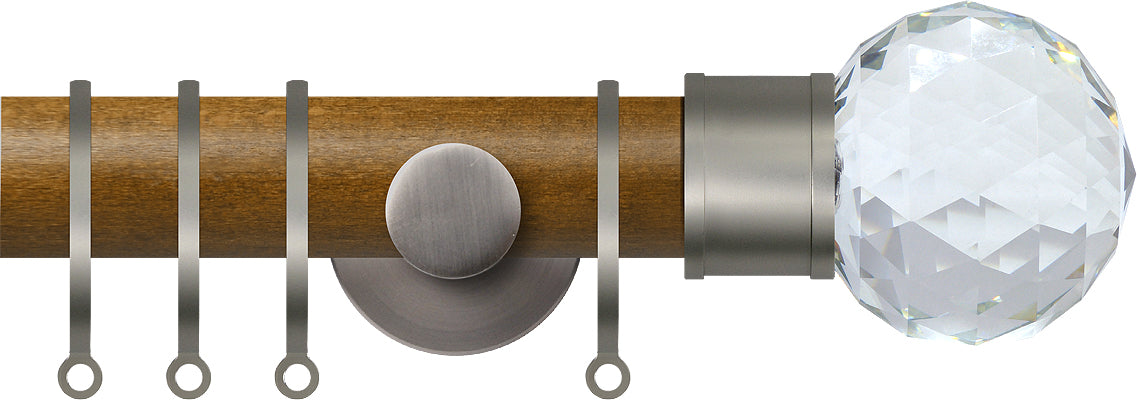 Renaissance Accents 35mm Mid Oak Cont Pole, Titanium Cut Crystal