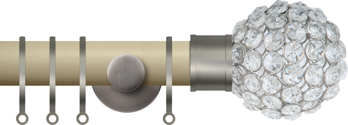 Renaissance Accents 35mm Cotton Cream Cont Pole, Titanium Crystal Bead