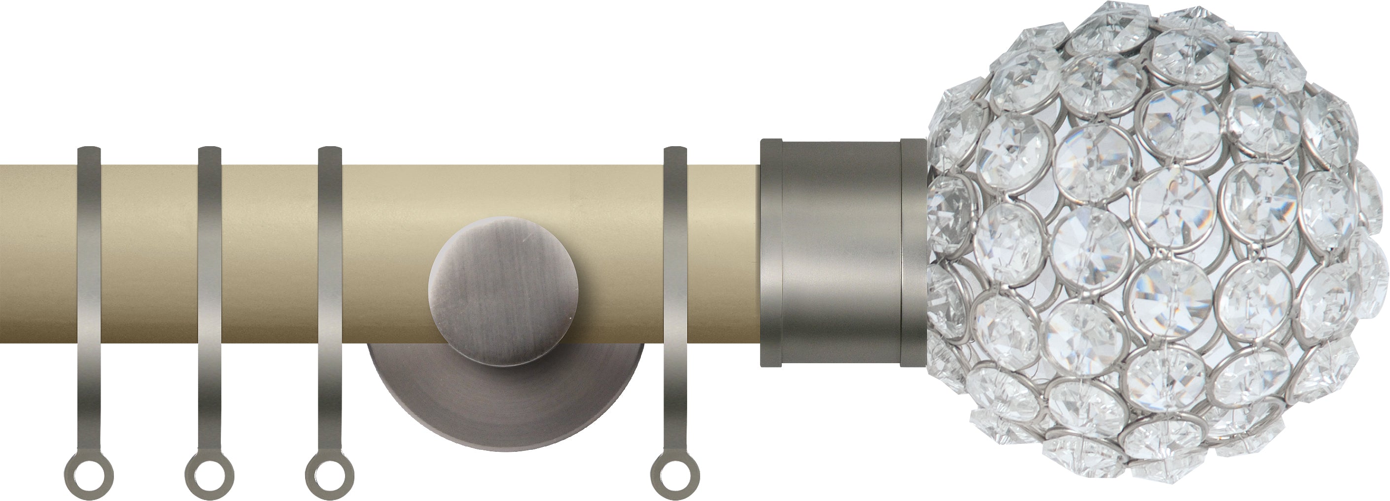 Renaissance Accents 35mm Cotton Cream Cont Pole, Titanium Crystal Bead