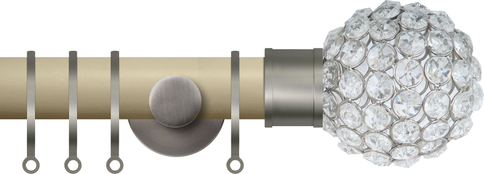 Renaissance Accents 35mm Cotton Cream Cont Pole, Titanium Crystal Bead