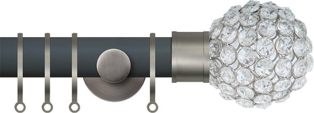 Renaissance Accents 35mm Slate Grey Cont Pole, Titanium Crystal Bead