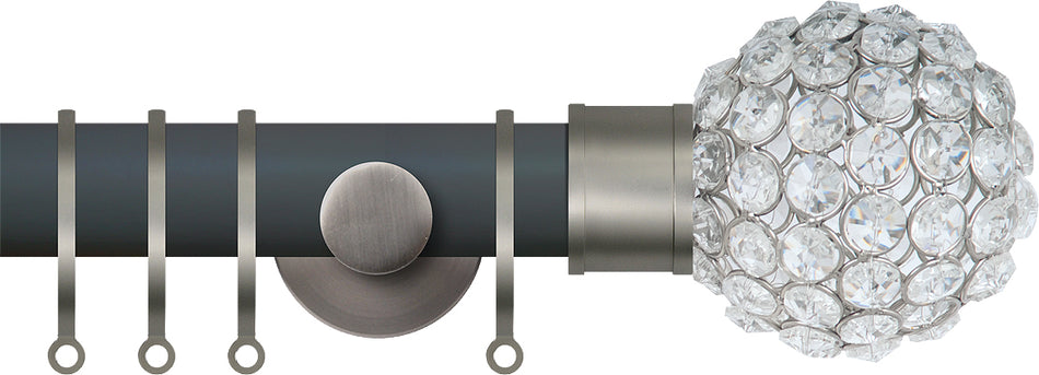 Renaissance Accents 35mm Slate Grey Cont Pole, Titanium Crystal Bead