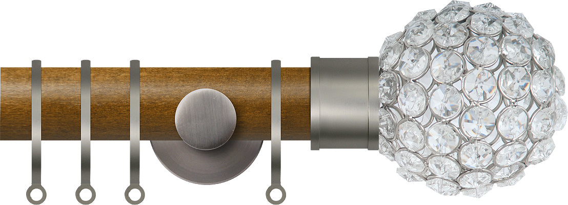 Renaissance Accents 35mm Mid Oak Cont Pole, Titanium Crystal Bead