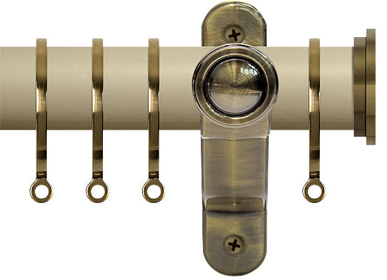 Renaissance Accents 50mm Cotton Cream Lux Pole, Ant Brass Fynn Endcap