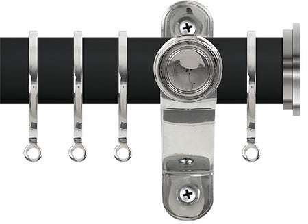 Renaissance Accents 50mm Cool Black Lux Pole, Polished Silver Fynn Endcap