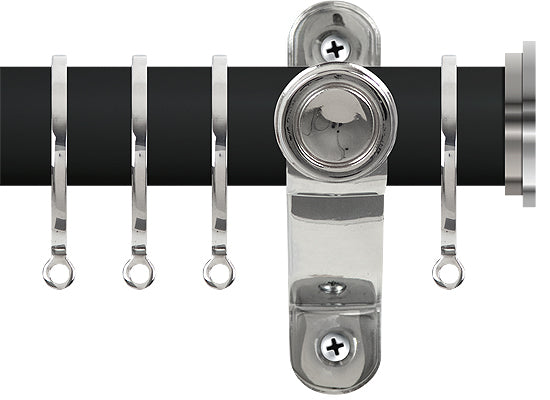 Renaissance Accents 50mm Cool Black Lux Pole, Polished Silver Fynn Endcap