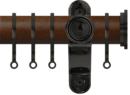 Renaissance Accents 50mm Dark Oak Lux Pole, Black Nickel Fynn Endcap