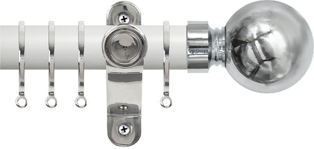 Renaissance Accents 50mm Chalk White Lux Pole, Polished Silver, Plain Ball