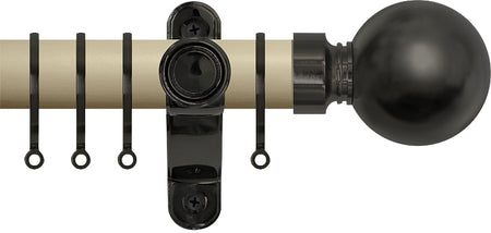 Renaissance Accents 50mm Cotton Cream Lux Pole, Black Nickel, Plain Ball