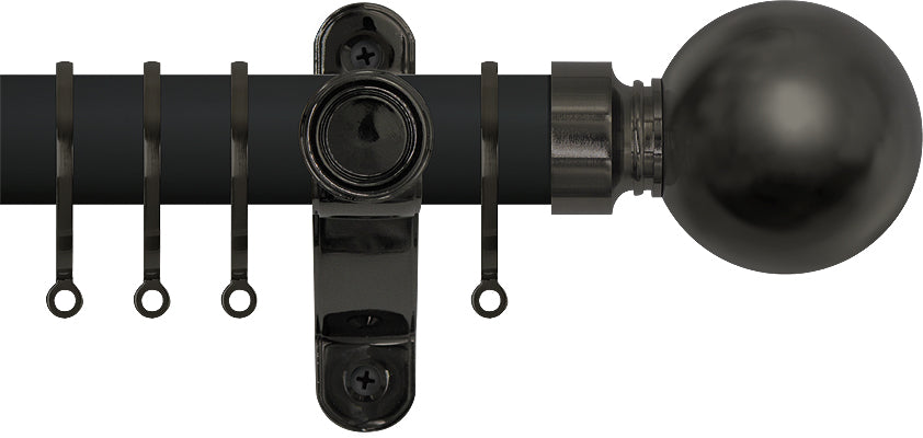 Renaissance Accents 50mm Cool Black Lux Pole, Black Nickel, Plain Ball