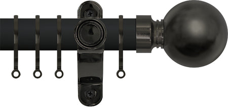 Renaissance Accents 50mm Cool Black Lux Pole, Black Nickel, Plain Ball