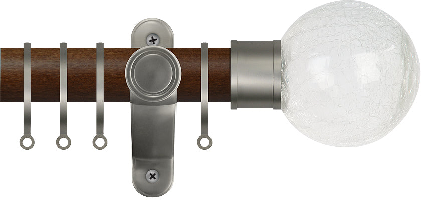 Renaissance Accents 50mm Dark Oak Lux Pole, Titanium, Crackled Glass