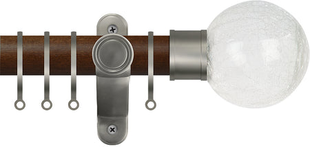 Renaissance Accents 50mm Dark Oak Lux Pole, Titanium, Crackled Glass