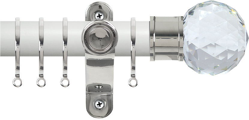 Renaissance Accents 50mm Chalk White Lux Pole, Polished Silver, Cut Crystal