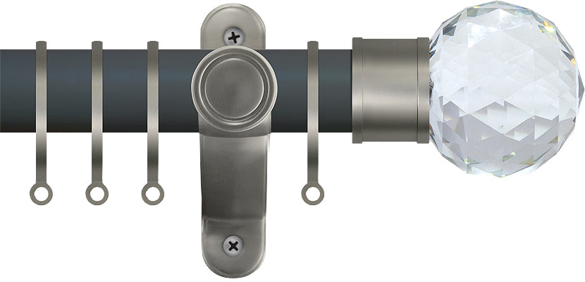 Renaissance Accents 50mm Slate Grey Lux Pole, Titanium, Cut Crystal