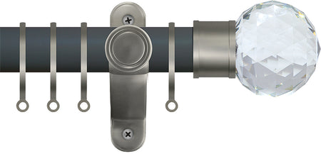 Renaissance Accents 50mm Slate Grey Lux Pole, Titanium, Cut Crystal
