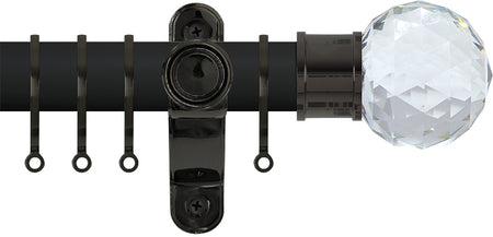 Renaissance Accents 50mm Cool Black Lux Pole, Black Nickel, Cut Crystal