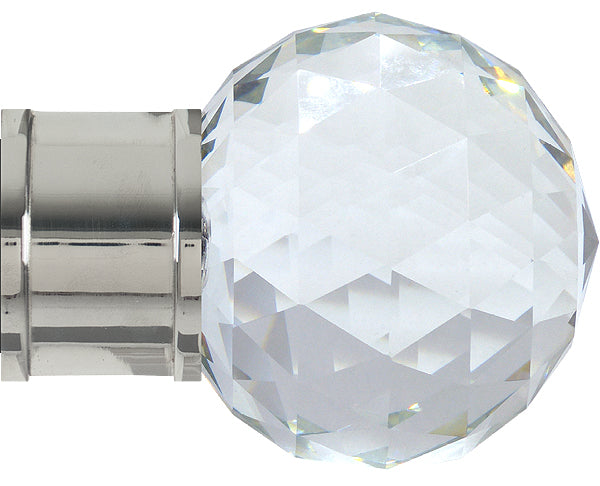 Renaissance Accents 50mm Finial Only, Polished Silver, Cut Crystal Ball