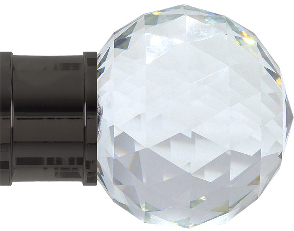 Renaissance Accents 50mm Finial Only, Black Nickel, Cut Crystal Ball