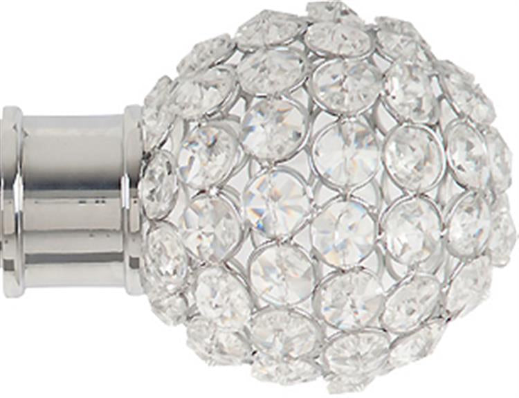 Renaissance Accents 50mm Finial Only, Polished Silver, Clear Crystal Bead